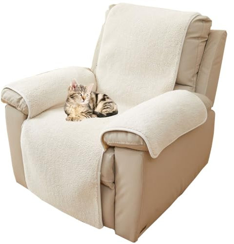NUODWELL Dicker Lammfellbezug Sofa Armlehnenbezüge 1 Sitzer, SesselüBerwüRfe Armlehnenschoner, Bezüg Sesselüberzug Möbelschutz für Kinder und Haustiere (Beige, 76 x 231 cm)