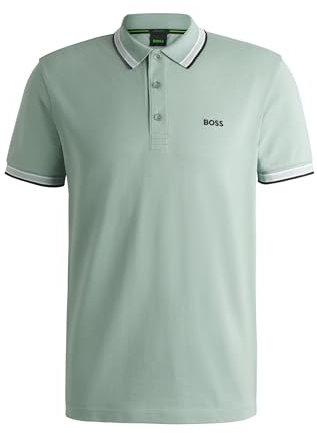 BOSS Mens Polo Shirt Open Green 357 XL