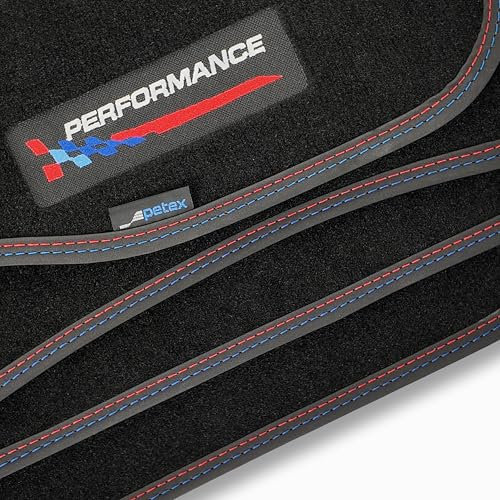 PETEX Auto Fussmatten Passform für BMW X3 (F25) ab 11/2010-10/2017 / X4 (F26) ab 07/2014-06/2018, Autoteppich Set in Velours - Dynamic, 4-teilig, schwarz