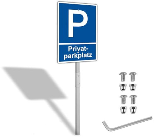 Yuntarda PrivatParkplatz Schild mit Pfosten,Parken verboten Schild 30 x 20 cm aus dauerhaft Alu mit UV-Schutz Wetterfest
