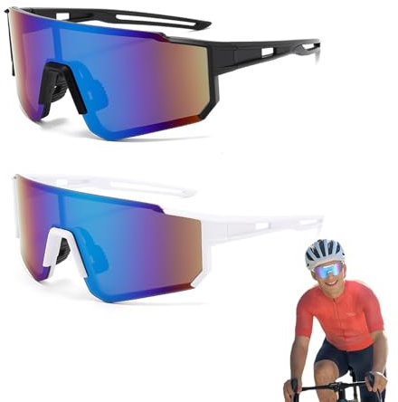 GUTERTOP 2 Stück Schnelle Brille Rave Herren Damen, Ski Sonnenbrille, Winddichte Sportbrille Polarisiert für Radfahren Skifahren Bergsteigen und Andere Outdoor-Aktivitäten