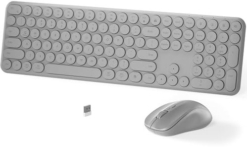 Wireless Keyboard and Mouse Set – MPTOG Full-Sized 110Pcs Slim Round Key Design, Quiet Typing, Adjustable DPI Ergonomic Mouse, Wireless Combo for PC, Mac, Laptop, Tablets(Space Gray)