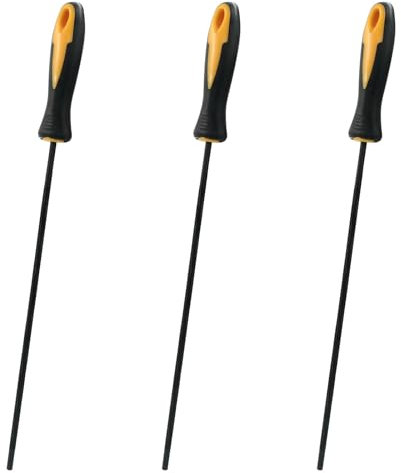 Cjueiom 3Pcs Chainsaw File, 4mm (5/32 Inch) Round Sharpening File with Plastic Handle, Chainsaw Sharpener File for Sharpening Chain Saw