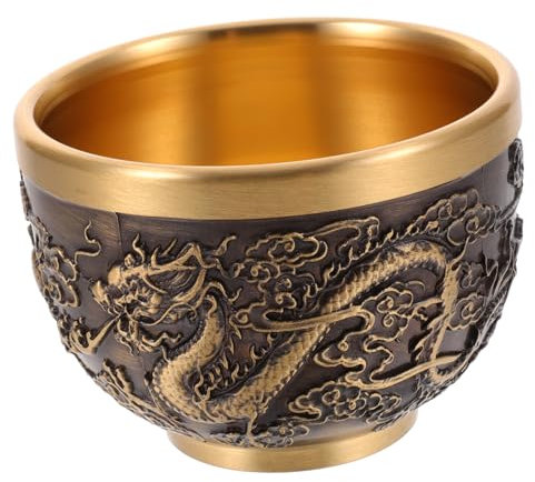 Garneck Tazza Da Tè in Ottone Tazza Da Viaggio Per Caffè Tazza Di Porcellana Coppa Antica Tazza Con Infusore Drago Colino Da Tè Ciotola Tazzine Da Caffè Tazze Di Sakè Tazza Di Caffè Rame