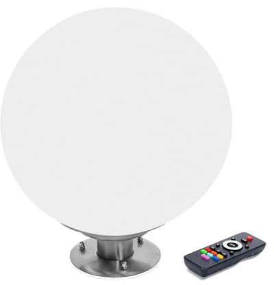 Esotec Solar Leuchtkugel Liana 40 CCT, Multicolor, Fernbedienung, Edelstahl Standfuß, Li-Ion Akku, RGB LED Gartenkugel, Solarkugel, IP44, wetterfest, Winterfest, außen, D=40cm, 102664