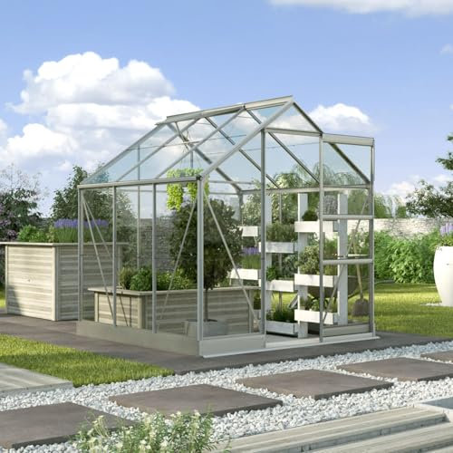 Vitavia Gewächshaus Eris 3800, alu eloxiert, 3,8 m², 3 mm ESG | Wetterfestes & stabiles Treibhaus | Perfekt für Gemüse & Pflanzen | Robust & langlebig