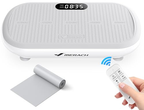 MERACH Plateforme Vibrante Puissante pour L'entraînement et la Mise en Forme, Amplitude de 13 mm, Capacité de Poids de 200 kg, Pédale en Silicone, Haut-Parleur Bluetooth Intégré (Gris)