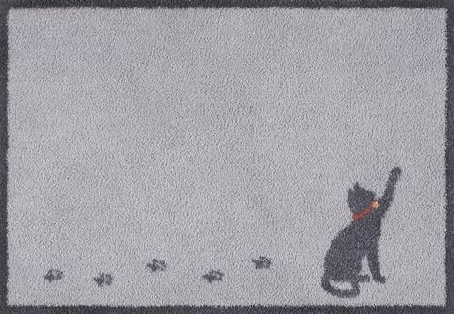 Turtle Mat Cat Walk Grey 60x85cm, inside and outside, washable, with multi-grip backing, grey