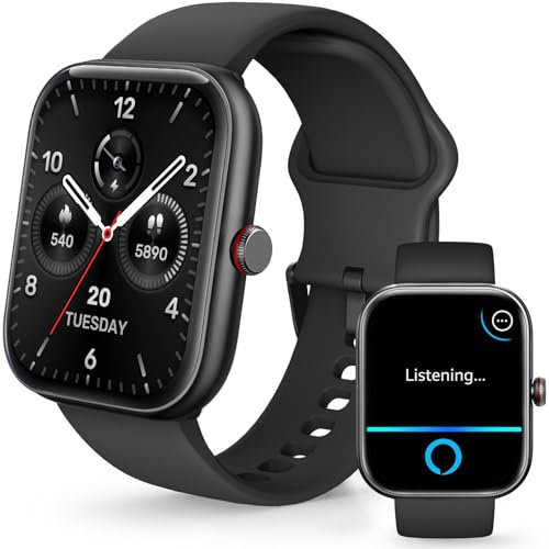 Smart Watch, Alexa Built-in Smart Watches for Men Women, 1.9 Touch Screen Smartwatch with Heart Rate/SpO2/Sleep Monitor, IP68 Waterproof, 100+ Sports, Fitness for iPhone/Samsung/Android, Black