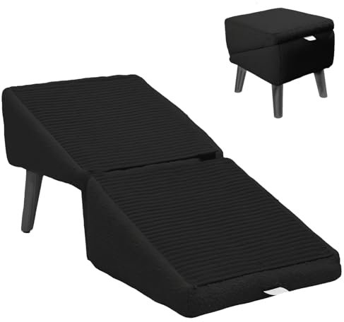 Scalini per Cani, Rampa per Cani Divisa in Due per Divano Letto Auto, Scale Multifunzionali di Piccola Media e Grande Taglia, Rampa per Animali Domestici con Superficie Antiscivolo,Nero