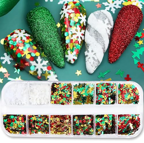 Nagelsticker Weihnachten, Nagelsticker Schneeflocken, Nagelaufkleber Weihnachten, Nagelstickers Winter, Schneeflocken Sticker für Damen DIY Nail Art, Gesicht, Handyhüllen, Karten (B)