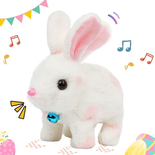 Cuteoy Walking Rosa Hase Stofftier sprechendes, wedelndes, nickendes pädagogisches Plüschtier für Mädchen und Jungen zum Geburtstag, 7 Inch