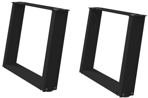 Frdhee Lot de 2 pieds de table - Pieds de meubles en forme de U - En acier - Noir - 70 x (42-43) cm - Pour table à manger et bureau