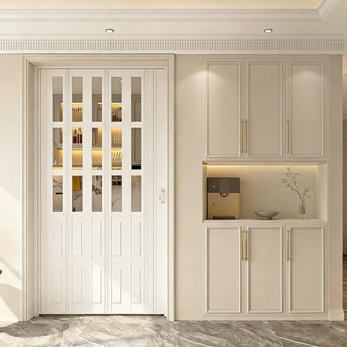 Pounjsd porte accordéon interieur, porte en accordéon, cloison de separation interieur, porte coulissante telescopique 85 cm, porte pliante 1 volets, pour buanderie, salle de bain, douche, entrée