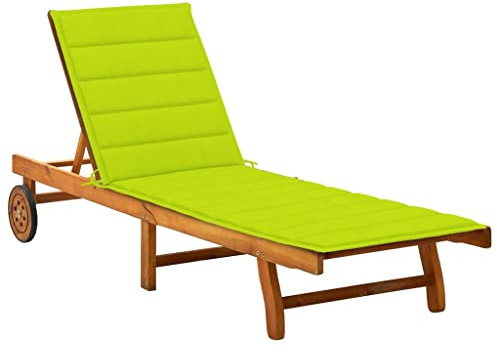Mhdvray Chaise longue en bois d'acacia - 200 x 63 x 85 cm - Dossier réglable - Tablette pliable pour jardin, balcon, piscine, extérieur - Relax