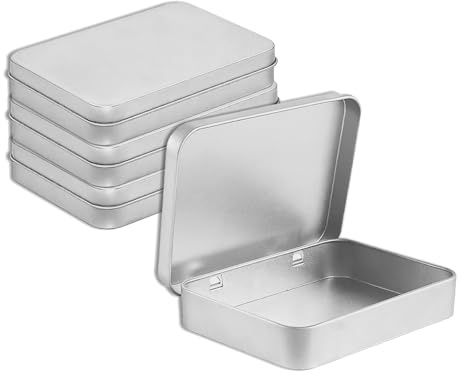 TONGIHS 4 Piezas Cajas Rectangulares de Metal,para Dulces,Llaves,Plateado | 110×80×23mm,Hojalata,Resistente,Interior espacioso,A prueba de fugas, Fácil de transportar,para guardar objetos pequeños