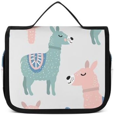 Zemblesong Hanging Wash Bag, Alpaca Cactus Toiletry Bag, Makeup Bag for Travel, Business, Vacation