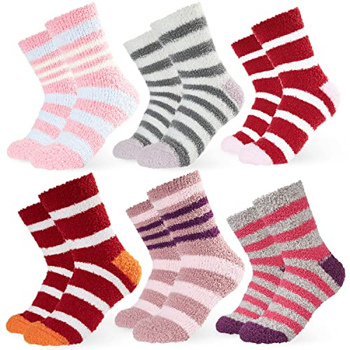 CityComfort Womens Fluffy Calf Length Socks, Cosy Soft Loungewear Pack of 5 or 6 - Womens Gifts