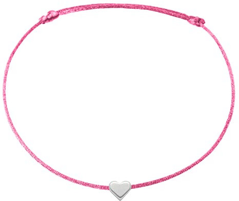 Selfmade Jewelry Fußkettchen Damen Herz Größenverstellbare Fußkette Fußschmuck Handmade in Germany Inkl. Geschenk-Verpackung (Silber - Pink)