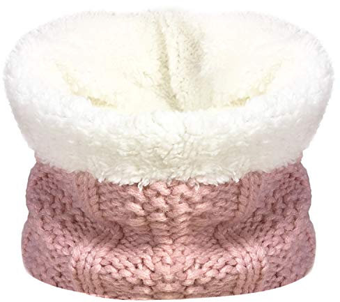 TOSKATOK enfants filles hiver côtes point de graine thermique chaud confortable polaire doublé cache-cou Snood écharpe avec chapeau ensemble-Taille unique-Echarpe nude