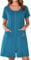 Ekouaer Bademäntel mit Reißverschluss für Damen, kurze Ärmel, Reißverschluss, Hausmantel, kurzer Bademantel, leichtes Nachthemd mit Taschen, S-3XL, Pfauenblau, XX-Large