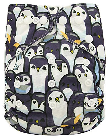 Baby Stoffwindel waschbar Windelhose Babywindel Größe Verstellbar Wiederverwendbar (Pinguin)
