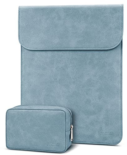 TECOOL 13 3 Zoll Laptop Hülle Tasche Leder,MacBook Tasche 13 Zoll für 2012-2020 2024 MacBook Air/Pro 13 13.6 M3 M2 M1,2021-2023 MacBook Pro 14 M3 M2 M1,13 HP Surface Laptop Schutzhülle-Blau