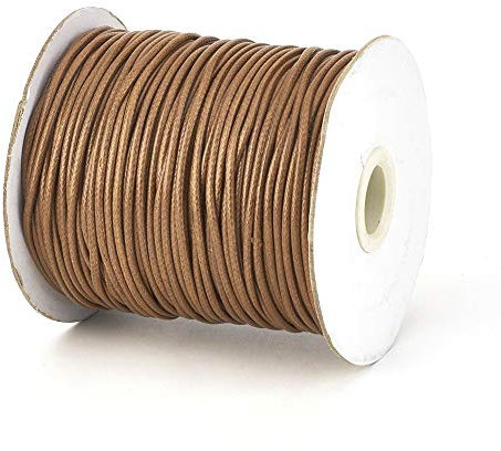 PandaHall Rouleau de fil ciré coréen en polyester ciré respectueux de l'environnement pour la fabrication de bijoux - 47,6 m - 3 mm - Camel