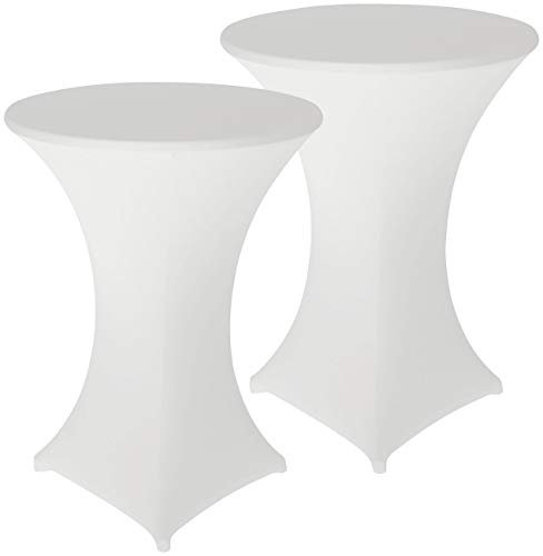 infactory Hussen: 2er-Set Stretch-Stehtischhussen, Oeko-TEX® Standard 100, Ø 80 cm, weiß (Hussen Stehtische, Stehtisch-Schonbezüge)