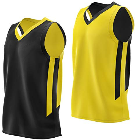 Liberty Imports Wendbares Herren-Basketballtrikot, Netzstoff, für Team, Scrimmage, Schwarz/Gelb, L