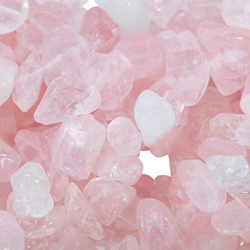 KYEYGWO Rosenquarz Unregelmäßig Edelsteine Lose Perlen Strang, Getrommelt Stein Chip Kristall Trommelsteine für Schmuckherstellung und DIY Handgefertigt Craft, 83.8cm