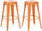 CLP 2er Set Barhocker Joshua I Stapelbare Tresenhocker aus Metall I Barstühle mit Fußstützen I Sitzhöhe 76 cm I Stapelhocker, Farbe:orange
