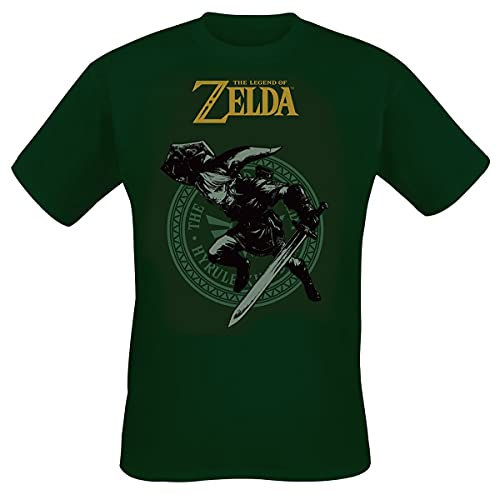 The Legend of Zelda Link Männer T-Shirt grün M 100% Baumwolle Fan-Merch, Gaming, Hyrule, Triforce