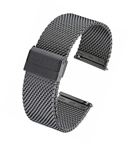 FIREFOX Mesh Ersatz- Uhrenarmband Milanaise Edelstahl grau guncolor Breite 14mm MSB-01-A14 Schnellwechselfunktion Quick Release