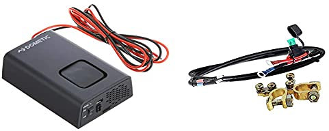 DOMETIC SinePower DSP 412 - Sinus-Wechselrichter, 350 W, 12 V I Mobile Steckdose & Offgridtec Batteriekabel mit Flachsicherungshalter, 30 A Sicherung und Batteriepolklemmen, 1,5 m