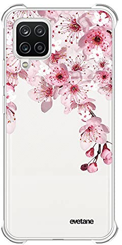 Evetane - Coque Silicone Compatible avec Samsung Galaxy A12 - Protection Souple et Renforcée - Coins Antichocs - Fine et Transparente - Coque Arrière - Cerisier