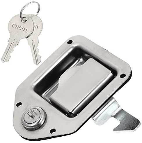 Wohnmobil Türriegel aus Edelstahl, 1 Satz, Silber mit 2 Schlüsseln