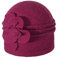 ZLYC Damen Winter Wolle Fischerhüte Blumen 1920s Vintage Bowler Hut (Blume Himbeere),Gr.Einheitsgröße