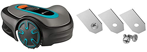 GARDENA Mähroboter SILENO minimo: Mit Bluetooth App programmierbar, mäht Flächen bis 250m² & Mähroboter Ersatzmesser: Klingen für Mähroboter, Set mit 9 geschärften Messern und 9 Schrauben