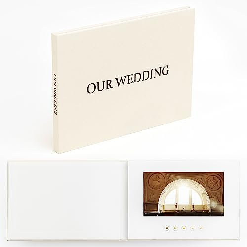 The Motion Books (Unsere Hochzeit – schwarz),Videobuch zum Abspielen Ihres Hochzeitsvideos,Karte mit Video-Display, Hochzeits-Videobuch, IPS-Display, Leinenbindung und wiederaufladbarem Akku