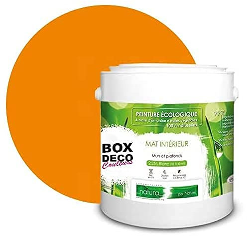 BOX DECO COULEURS Peinture murale naturelle écologique aspect mat intérieur Natura - 2,5L, Orange Abricot