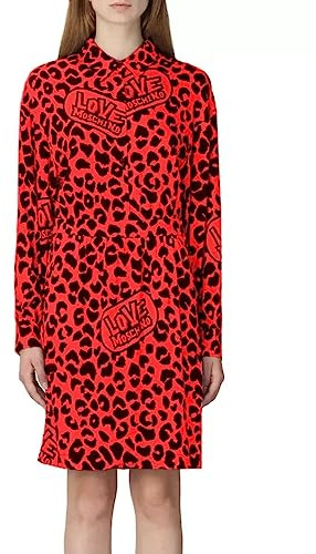 Love Moschino Damen Long Sleeves Shirt Fluid Stretch Viscose Fabric Dress