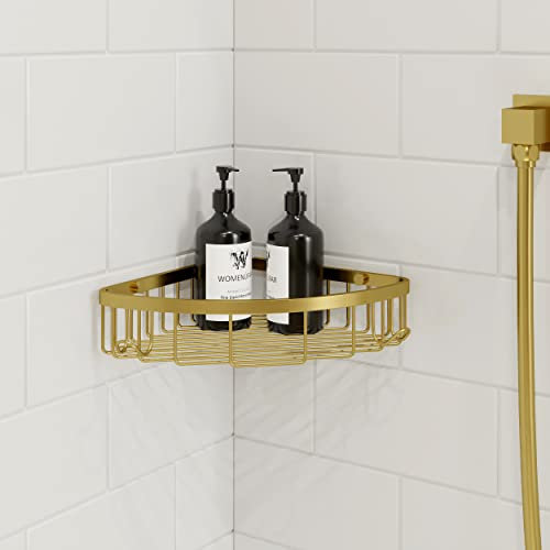 Architeckt Gold Corner Shower Caddy Basket Wall Mounted Easy Drain Bathroom