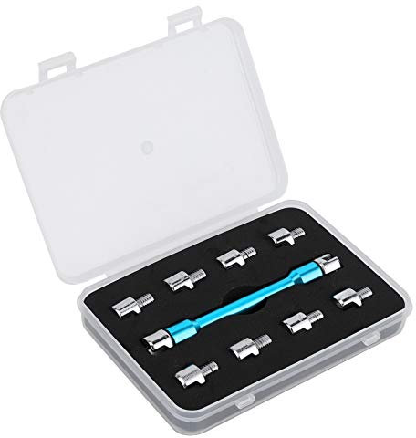 Akozón Llave de Radios de Motocicleta Juego de Llaves de Radios CNC de 5,0‑6,8 de Longitud 93 Mm/3,7 Pulg. para la Mayoría de las Motocicletas(Un azul))