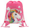 Orangext Einhorn Tunnelzug Tasche Karikatur-Sport-Beutel Kordelzug Rucksack Einhorn für Mädchen Frauen 34×27cm, Rosarot