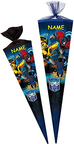 alles-meine.de GmbH Schultüte - Transformers - Light Speed 70-85 cm Größe wählbar inkl. Name - Zuckertüte - Tüllabschluß/Filzabschluß - eckig/rund - Jungen - klein & ..