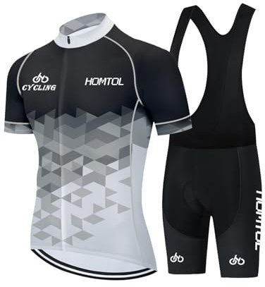 HOMTOL Ensemble Maillot vélo Hommes Femmes Unisexe Maillot vélo Manches Courtes Cuissardes Maillot à Bretelles Ensemble vélo avec Peau de Chamois en Gel pour Le vélo VTT