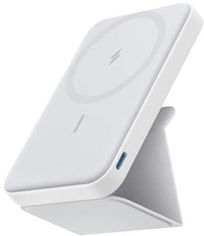 Anker Batterie Externe magnétique 622 (MagGo), Chargeur Portable sans Fil magnétique Pliable et USB-C pour iPhone 14/13/12 Series 5000 mAh, Blanc Dolomite