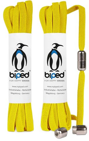 biped LACES 2 paires de lacets élastiques avec capsule métal twist-lock lacets caoutchouc sans attaches pour 2 paires de chaussures - plat 6 mm z2910(#5 yellow)