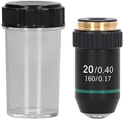 20X Achromatic Objective Lens for Biological Microscope, Brass Chrome Plated, 0.40 Numerical Aperture, 160mm Tube Length, RMS Thread